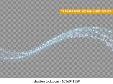 Magic light effect. Stardust blue glitter. Sparkle star dust vector illustration