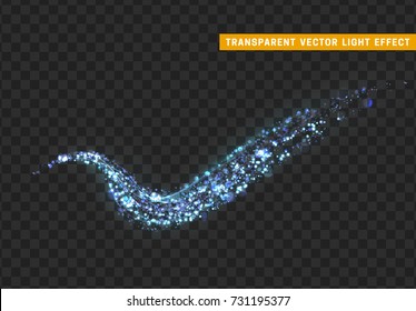 Magic light effect. Stardust blue glitter. Sparkle star dust vector illustration