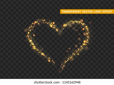 Magic light effect. Stardust gold glitter. Sparkle star dust vector illustration. Glowing sparkling particles on background with transparency Magic light effect. Stardust gold glitter. Sparkle star dust vector illustration. Glowing sparkling particles on background with transparency