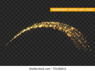 Magic light effect. Stardust golden glitter. Sparkle star dust vector illustration.