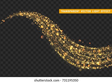 Magic light effect. Stardust golden glitter. Sparkle star dust vector illustration.