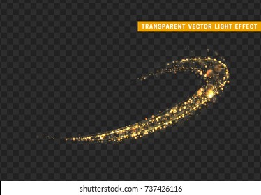 Magic light effect. Stardust golden glitter. Sparkle star dust vector illustration.