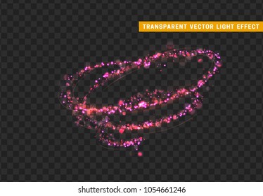 Magic light effect. Stardust pink glitter. Sparkle star dust vector illustration. Glowing sparkling particles on background with transparency