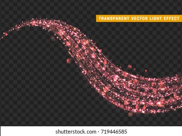Magic light effect. Stardust pink glitter. Sparkle star dust vector illustration