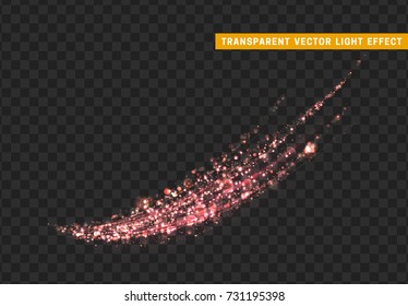Magic light effect. Stardust pink glitter. Sparkle star dust vector illustration