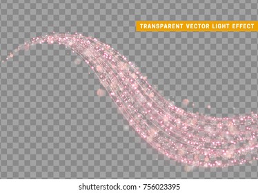 Magic light effect. Stardust pink glitter. Sparkle star dust vector illustration