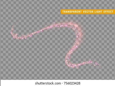 Magic light effect. Stardust pink glitter. Sparkle star dust vector illustration