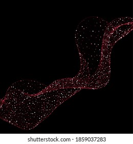 Magic light effect. Stardust  red glitter. Sparkle star dust vector illustration