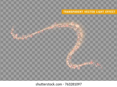 Magic light effect. Stardust red glitter. Sparkle star dust vector illustration