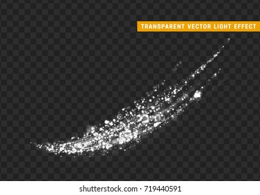 Magic light effect. Stardust white glitter. Sparkle star dust vector illustration
