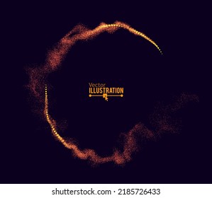 Magic Light Flying in Circle. Sparkling Light Trails. Golden Glittering Magic Particles Isolated on Transparent Background. Glowing Shiny Spiral Effect.
