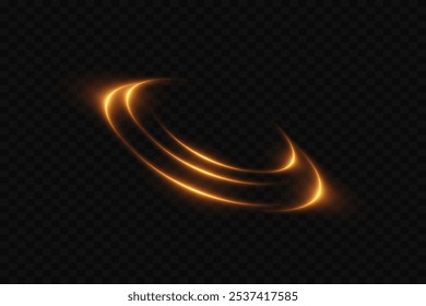 Magische helle goldene Ringe aus Linien. Auf transparentem Hintergrund.