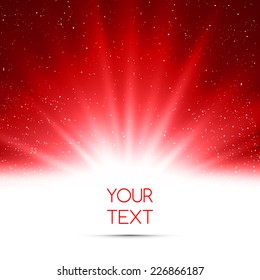 Magic light holiday background. Red burst 