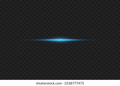 Magic light line, flare of light, laser horizontal flash, neon flare. Vector illustration