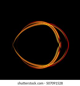 Magic light neon energy circle. Glowing fire ring trace.