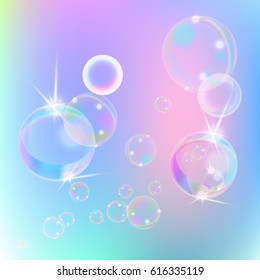 Magic light series. Glare template with soap bubbles.