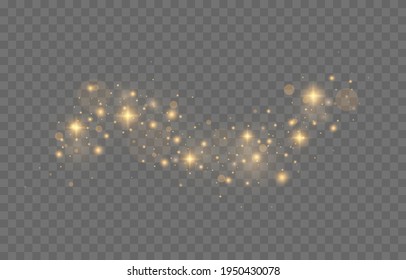 Zauberhafte Lichtwege abstrakte Weihnachtsdekoration. Goldene Wellen mit glänzendem Vektorset. Glühende Funkeln.