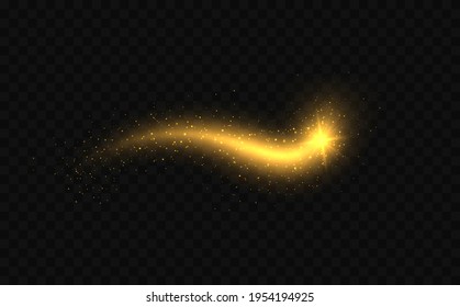 Magic light trails abstract Christmas decoration. Glowing glitter sparkles.