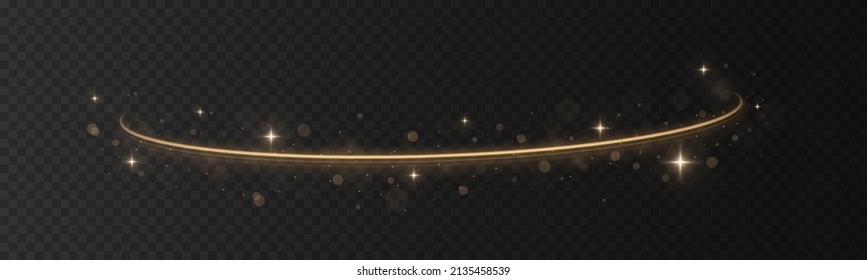La luz mágica sigue la decoración de navidad abstracta. Rompiendo olas doradas con un juego de vectores brillante. Brillos brillantes.