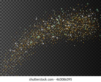 Magic light vector effect. Gold glittering star dust. Abstract vector illustration