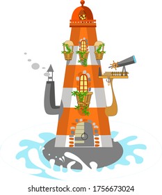 Zauberhütte auf dem Meer, Vektorgrafik