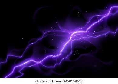 Magic lightning with sparks on black background