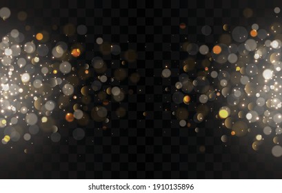 Magic Lights and bokeh on night dark blue sky with sparkling stars