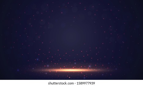 Magic Lights on night dark blue sky with sparkling stars