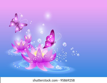 Magic lilies and butterfly