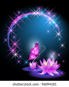 Magic lilies and butterfly