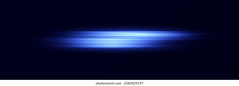 Magic line of light laser beams on dark background, vector graphics.
