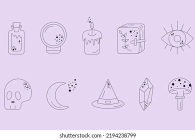 Magic linear icons set. Halloween icons