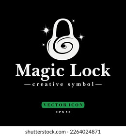 Magic lock vintage abstract logo, concept creative symbol.