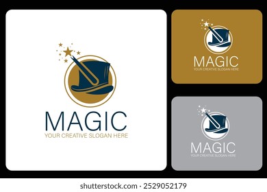 Magic Logo Design Template, Magic Show, composição de letras para o seu logotipo, emblema, convite 