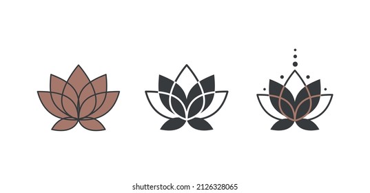 Magic lotus flower in trendy boho line style. Alchemy symbol for branding or logo cosmetics or beauty products. Esoteric and mystical design element. Elegance Vector illustration