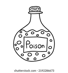 Magic love potion in a glass bottle vector illustration. Hand drawn vector doodle potion in bottle