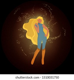 Magic, luminous girl with golden hair - vector