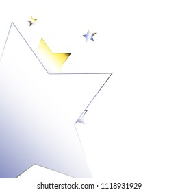 Magic luminous vector background with random stars. Yellow blue grey white gradient mesh stellar elements on white. Festive iridescent holographic illustration. Flyers, posters, invitation cards