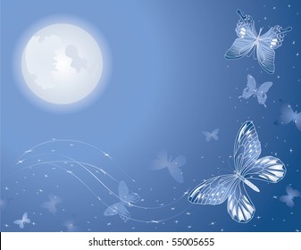 Magic lunar butterfly background