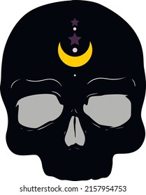 Magic lunar skull. Witch symbol. Icon for halloween.