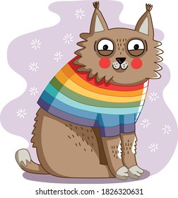 Magic Lynx Rainbow Vector Illustration