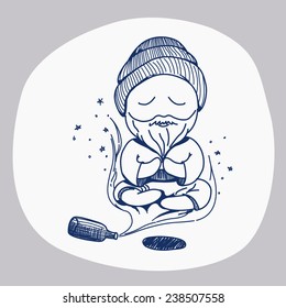 magic and magician. doodle vector hand drawn illustration