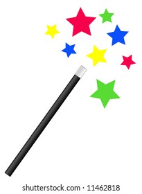 magic or magician's wand with bright stars - vector