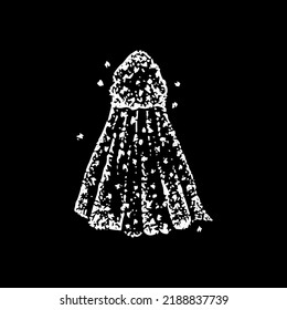 Magic Mantle Black Dotwork. Vector Illustration of Hand Drawn Objects.