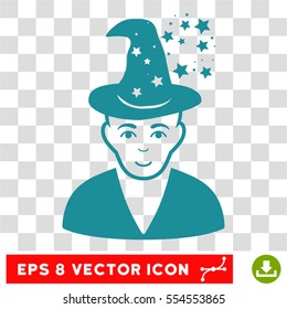 Magic Master EPS vector pictogram. Illustration style is flat iconic soft blue symbol on chess transparent background.