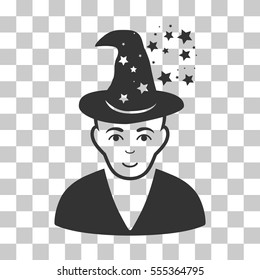 Magic Master vector pictograph. Illustration style is flat iconic gray symbol on a chess transparent background.