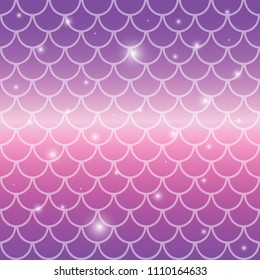 Magic mermaid unicorn seamless shine pattern with sparcles and scale violet purple color