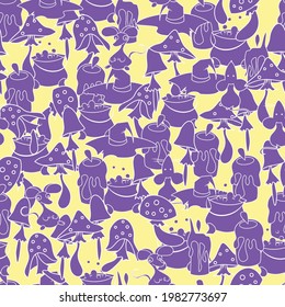 Magic and mice bright cute purple seamless design