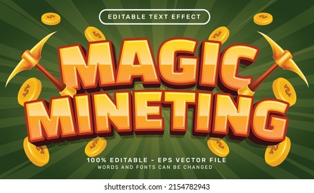 Magic Mineting 3d Text Effect And Editable Text Effect With Coin Illustration