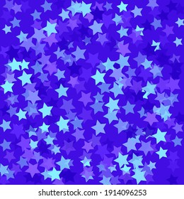 Magic Mint Vivid Blue Modern Design Backdrop. Shiny Party Cold Fluorescent Modern Night Background. Childish Light Violet Stars Texture Illustration. Christmas Neon Sky Seamless Vector.